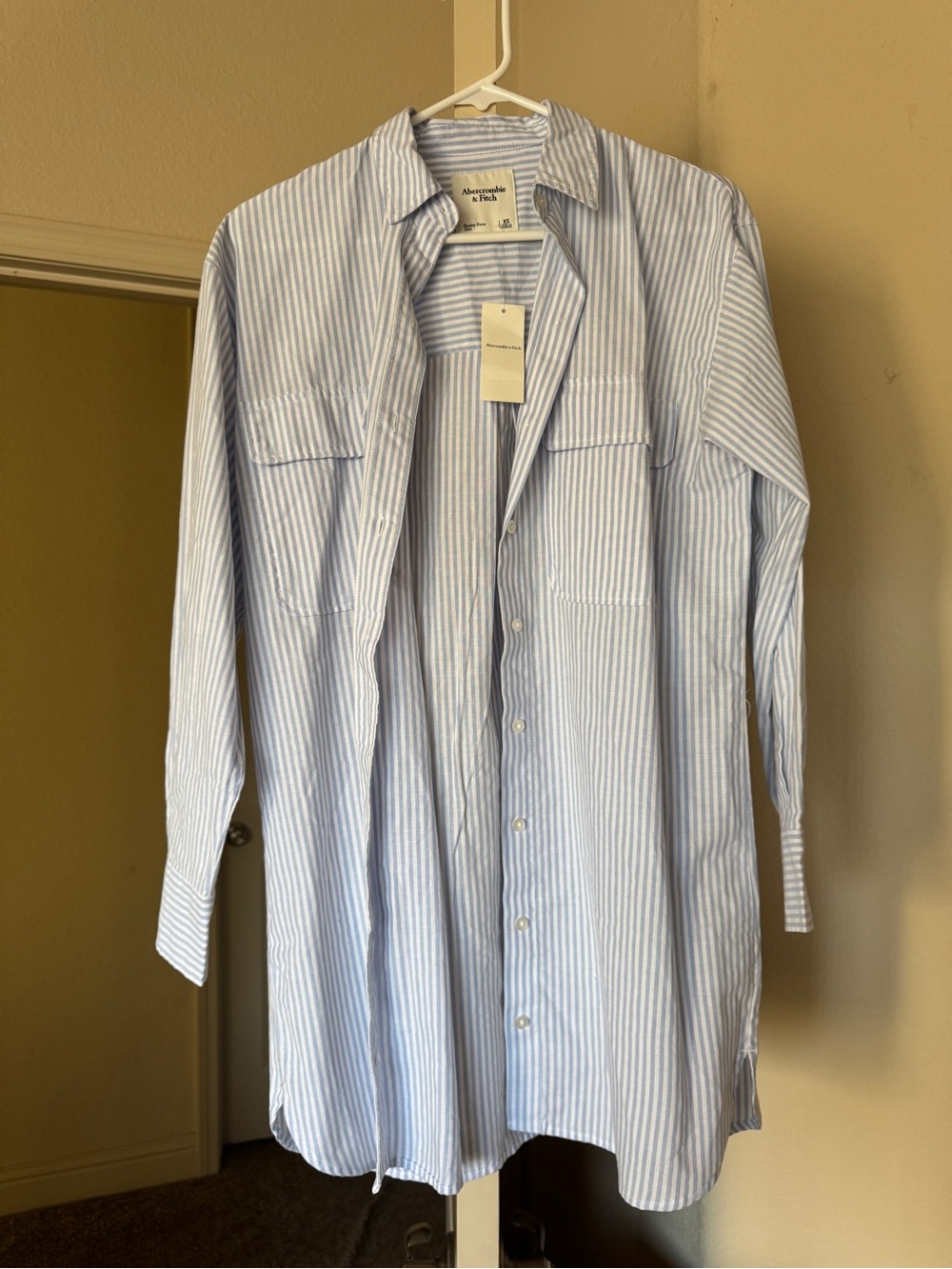 Abercrombie & Fitch Women’s Light Blue Stripe Button-Down Dress